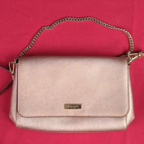 Kate Spade Greer Laurel Way Crossbody Bag Rose Gold Saffiano Leather - Picture 4 of 15